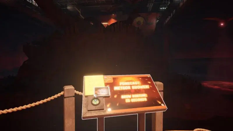 Meteor exhibit console with an installed button and show signage
